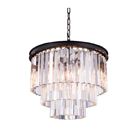 Elegant Lighting Sydney 9 light Matte Black Chandelier Clear Royal Cut Crystal 1201D20MB/RC